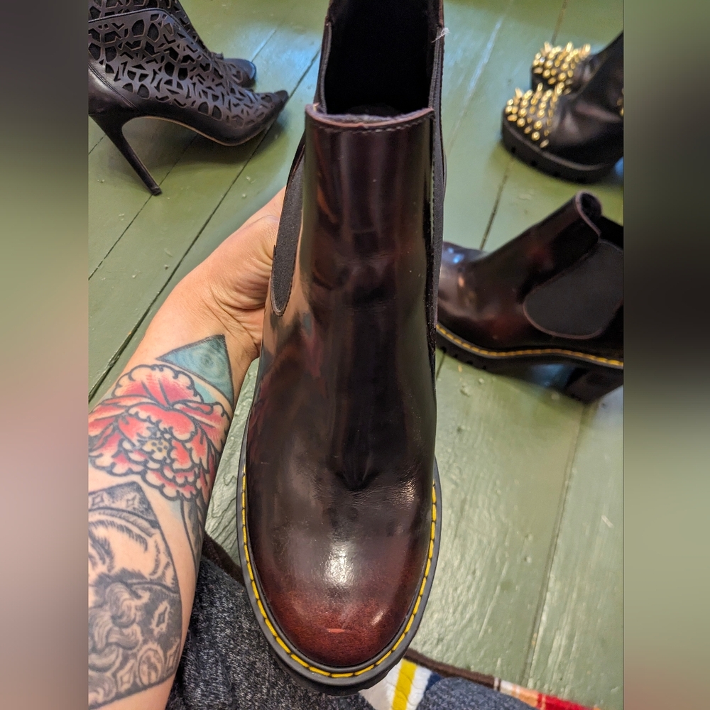 Dr. Martens Black Patent Leather Platform Chelsea Boots - Picture 3 of 3